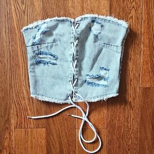 PrettyLittleThing Light Blue Denim Corset